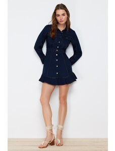 Trendyol Navy Blue Button Detailed Mini Woven Shirt Dress