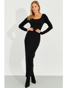 Cool & sexy dámské černé maxi šaty