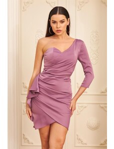 Carmen Lavender Satin Single Sleeve Short Evening Dress