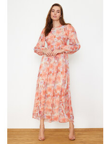 Trendyol Orange Floral Lined Woven Dress