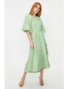Trendyol Green Linen Woven Dress