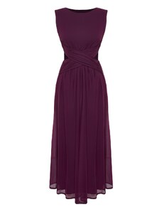 Trendyol Purple Window/Cut Out Detailed Tulle Knitted Dress