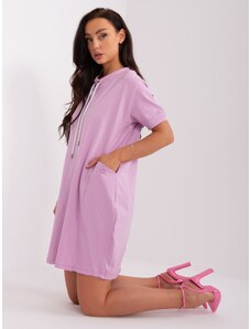 Fashionhunters Světle fialové basic mikinové šaty z bavlny