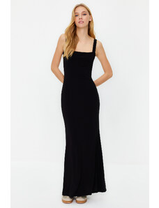 Trendyol Black Thick Strap Fitted Flexible Knitted Maxi Dress