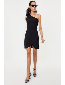 Trendyol Black One-Shoulder Flounce Elegant Evening Dress