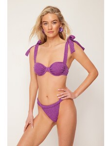 Trendyol Purple Balcony Tie Glitter Regular Bikini Set