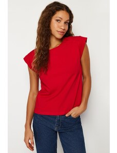 Trendyol Red Rib Detailed Moon Sleeve Basic Knitted T-Shirt