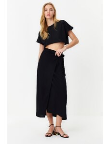 Trendyol Black Tied Viscose Woven Skirt