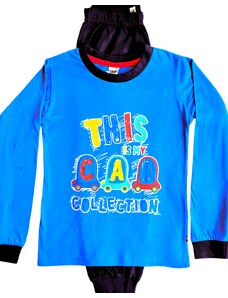 CALVI-Chlapecké pyžamo Autíčková Abeceda modré