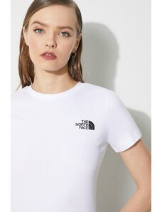 Bavlněné tričko The North Face W S/S Redbox Slim Tee bílá barva, NF0A87NMFN41