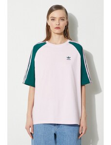 Bavlněné tričko adidas Originals Blocked Tee OS růžová barva, IM9813