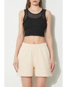 Kraťasy adidas Originals Loose Shorts dámské, béžová barva, hladké, high waist, IS2716