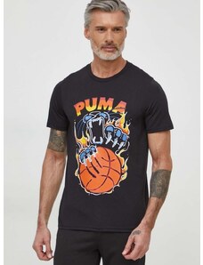Tričko Puma černá barva, s potiskem, 624825