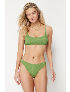 Trendyol Green Textured Regular Bikini Bottom