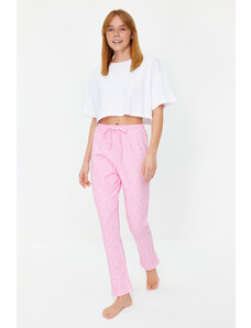 Trendyol Pink Floral Cotton Knitted Pajama Bottoms