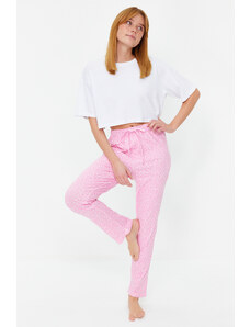 Trendyol Pink Floral Cotton Knitted Pajama Bottom