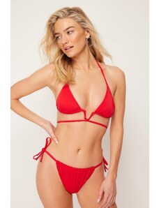Trendyol Red Triangle V Accessory Bikini Top