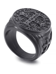 Royal Fashion pánský černý prsten Kříž KR107709-WGDM