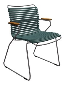 Tmavě zelená plastová zahradní židle HOUE Click s područkami