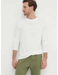 Bavlněné tričko s dlouhým rukávem Marc O'Polo bílá barva, s potiskem