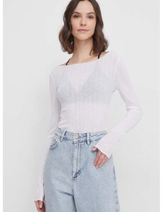 Tričko s dlouhým rukávem Calvin Klein Jeans bílá barva, J20J223114