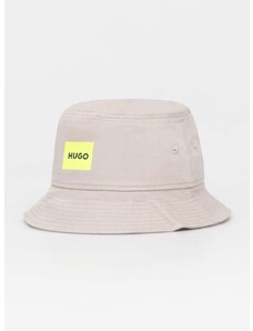 Bavlněná čepice HUGO šedá barva