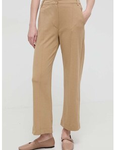 Kalhoty Weekend Max Mara dámské, béžová barva, jednoduché, high waist