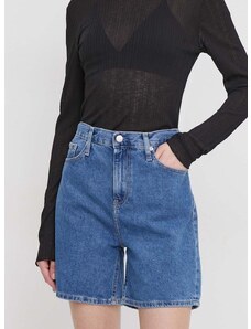 Džínové šortky Calvin Klein Jeans dámské, hladké, high waist, J20J222801