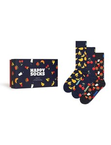 Ponožky Happy Socks Gift Box Food 3-pack tmavomodrá barva