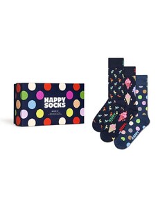 Ponožky Happy Socks Gift Box Navy 3-pack tmavomodrá barva