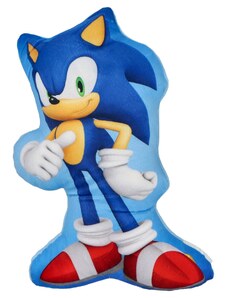 Setino Dětský veselý polštářek s motivem Sonic, modrý