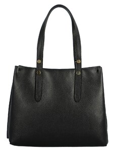 Delami Vera Pelle Trendy dámská kožená kabelka přes rameno Delami Doccina, černá