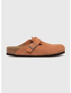 Semišové pantofle Birkenstock Boston pánské, oranžová barva, 1027100