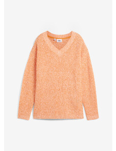 bonprix Volný pulovr z vaflového úpletu, dlouhý rukáv Oranžová