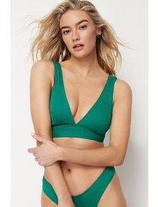 Trendyol Green Triangle Textured Bikini Top