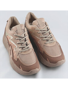 COLIRES Hnědé dámské sportovní boty na platformě (C1090)