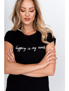 Kesi Dámské tričko s nápisem "Shopping is my cardio" - černá,