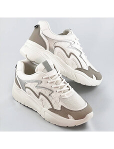 COLIRES Bílé dámské sportovní boty na platformě (C1090)