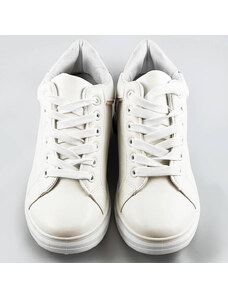 Bílo-béžové sportovní boty se skrytým klínem (666-16)