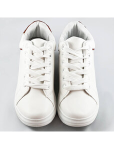 Bílo-hnědé sportovní boty se skrytým klínem (666-16)