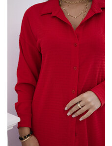 K-Fashion Mušelínový komplet košile + kalhoty červený