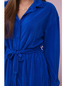 K-Fashion Plisovaná souprava košilové + kalhoty chrpově modrá