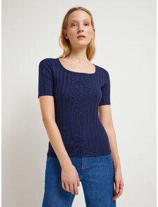 LANIUS Half-sleeved shirt in ribbed look