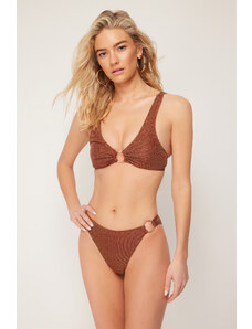 Trendyol Glitter Regular Bikini Bottom with Brown Accessories