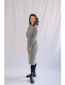 Šaty Laura ze silnějšího žebrovaného úpletu šedý melír