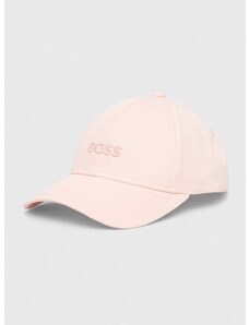 Bavlněná baseballová čepice BOSS růžová barva, 50495441