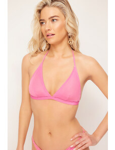 Trendyol Pink Triangle Gathered Bikini Top