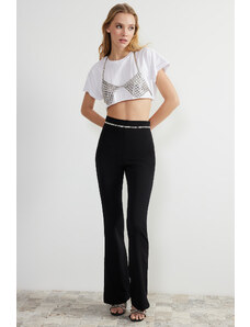 Trendyol Black Woven Shiny Stone Trousers