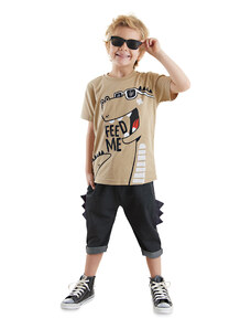 Denokids Funny Dino Boy T-shirt Capri Shorts Set