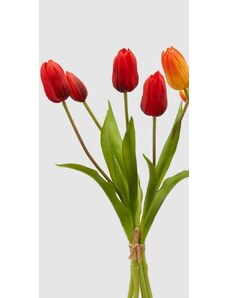 EDG Umělá květina svazek tulipánů 5ks červený/oranžový 1ks, 40 cm